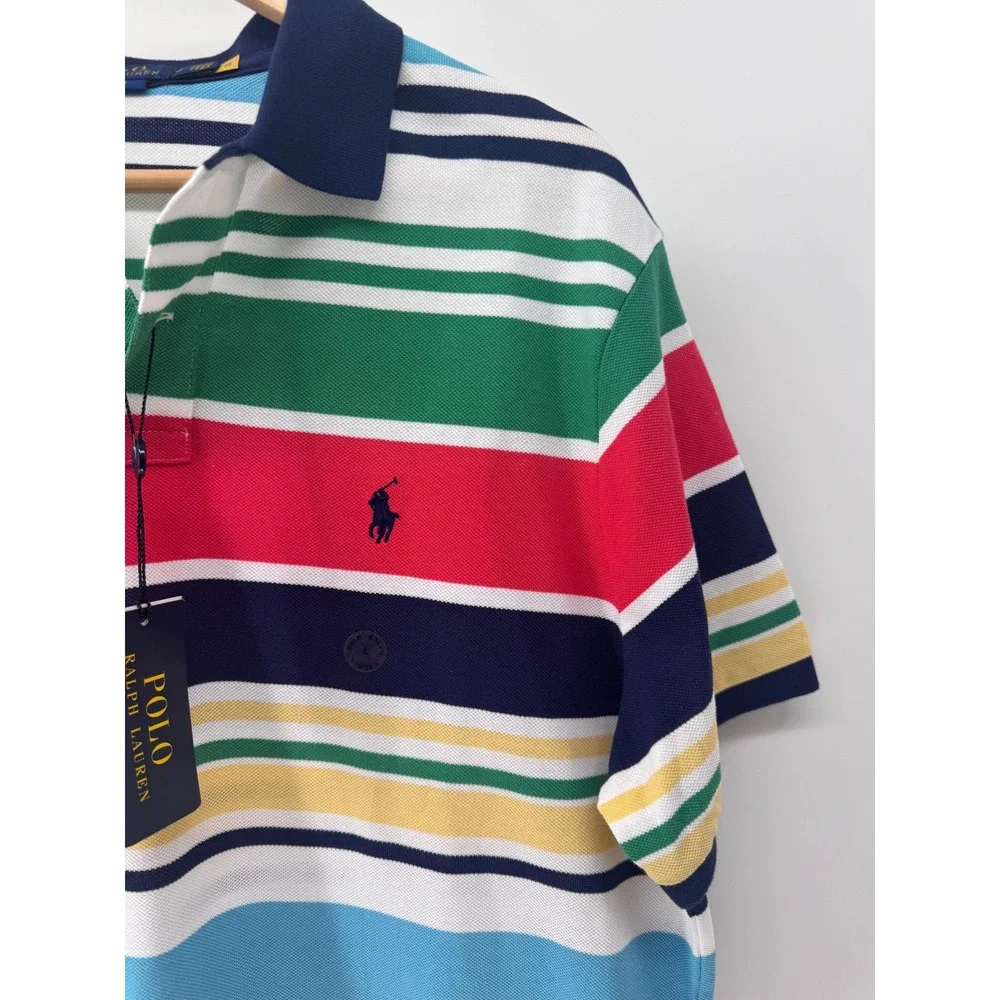 POLO Ralph Lauren Polo Shirt Mens Large Multi Color Striped Classic Fit NWT
